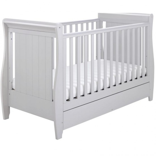 Babymore Stella Sleigh Drop Side Cot Bed, Grey