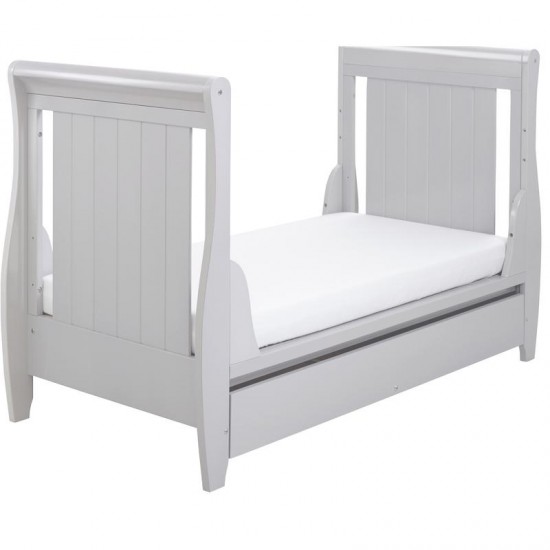 Babymore Stella Sleigh Drop Side Cot Bed, Grey