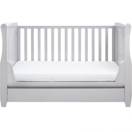 Babymore Stella Sleigh Drop Side Cot Bed, Grey