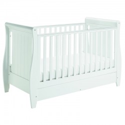 Babymore Stella Sleigh Drop Side Cot Bed, White