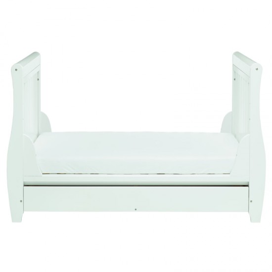 Babymore Stella Sleigh Drop Side Cot Bed, White