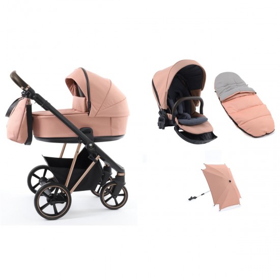 Babystyle Prestige Vogue 2 in 1 Pram, Black/Gold/Coral