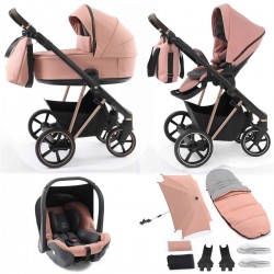 Babystyle Prestige Vogue 12 Piece Travel System Bundle, Black/Gold/Coral