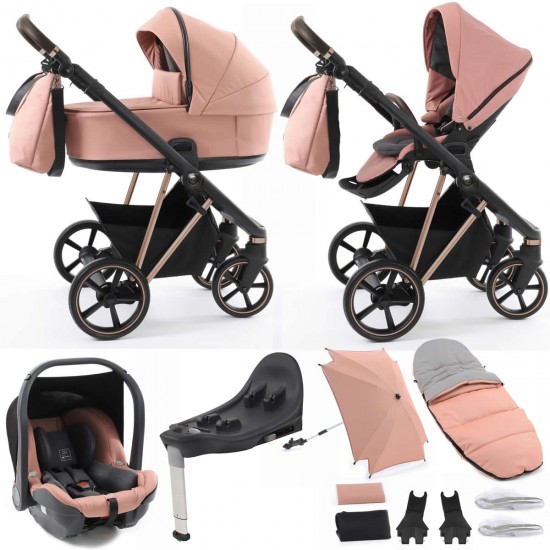 Babystyle Prestige Vogue 13 Piece Isofix Travel System Bundle, Black/Gold/Coral