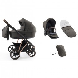 Babystyle Prestige Vogue 2 in 1 Pram, Black/Gold/Earth