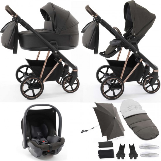 Babystyle Prestige Vogue 12 Piece Travel System Bundle, Black/Gold/Earth