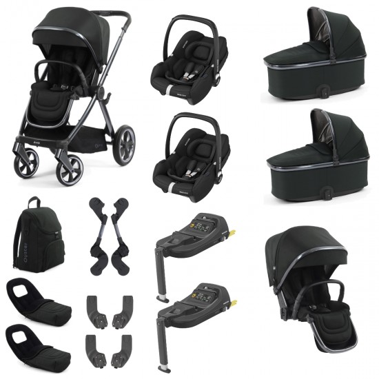 Babystyle Oyster 4 Twin Cabriofix i-Size Travel System Bundle, Black Olive Babystyle Oyster 4 Twin Cabriofix i-Size Travel System Bundle, Black Olive