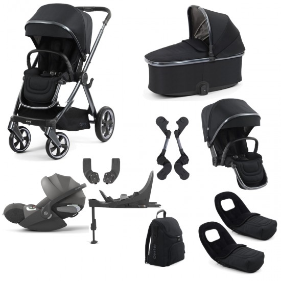 Babystyle Oyster 4 Tandem Cloud T Travel System Bundle, Carbonite