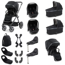 Babystyle Oyster 4 Twin Travel System Bundle, Carbonite