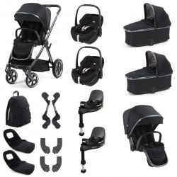 Babystyle Oyster 4 Twin Pebble 360 Pro Travel System Bundle, Carbonite