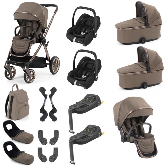 Babystyle Oyster 4 Twin Cabriofix i-Size Travel System Bundle, Mink