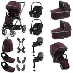 Babystyle Oyster 4 Twin Pebble 360 Pro Travel System Bundle, Mulberry