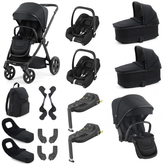 Babystyle Oyster 4 Twin Cabriofix i-Size Travel System Bundle, Raven Babystyle Oyster 4 Twin Cabriofix i-Size Travel System Bundle, Raven