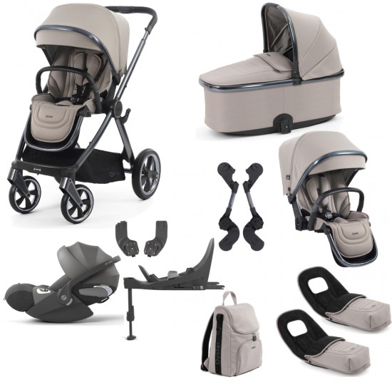 Babystyle Oyster 4 Tandem Cloud T Travel System Bundle, Stone