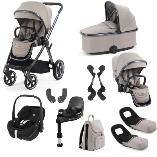 Babystyle Oyster 4 Tandem Pebble 360 Pro Travel System Bundle, Stone Babystyle Oyster 4 Tandem Pebble 360 Pro Travel System Bundle, Stone