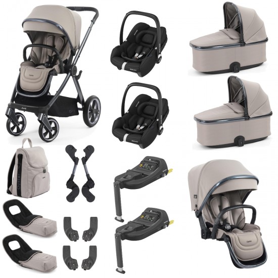 Babystyle Oyster 4 Twin Cabriofix i-Size Travel System Bundle, Stone Babystyle Oyster 4 Twin Cabriofix i-Size Travel System Bundle, Stone