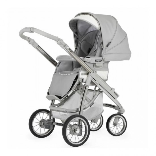 Bebecar Ip-Op Classic XL Trio 3 in 1 Travel System + Lie Flat Car Seat, Raincover & FREE Bag, Silver Grey