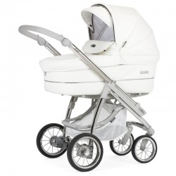 Bebecar Ip-Op Classic XL Trio 3 in 1 Travel System + Lie Flat Car Seat, Raincover & FREE Isofix Base, White Delight