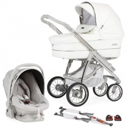 Bebecar Ip-Op XL Complete Travel System Pack + Raincover & LA3 Kit, White Delight
