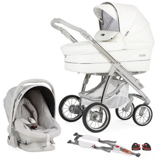 Bebecar Ip-Op XL Complete Travel System Pack + Raincover & LA3 Kit, White Delight