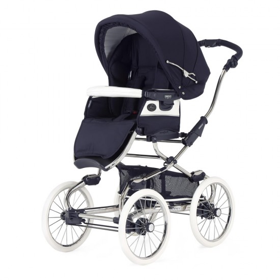 Bebecar Stylo Class+ Classic Pram + Lie Flat Car Seat Travel System, Raincover & FREE Bag, Oxford Blue