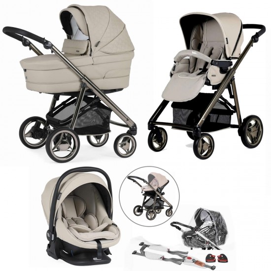 Bebecar VPack Complete Travel System + Lie Flat Car Seat, Raincover