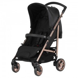 Bebecar Spot Compact Pushchair with Raincover, Black & Rose