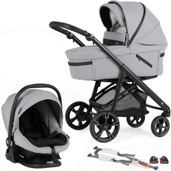 Bebecar V Cross Sport Complete Travel System + Lie Flat Car Seat, Raincover & LA3 Kit, Cloud Grey - 2025 BLACK FRIDAY DEAL