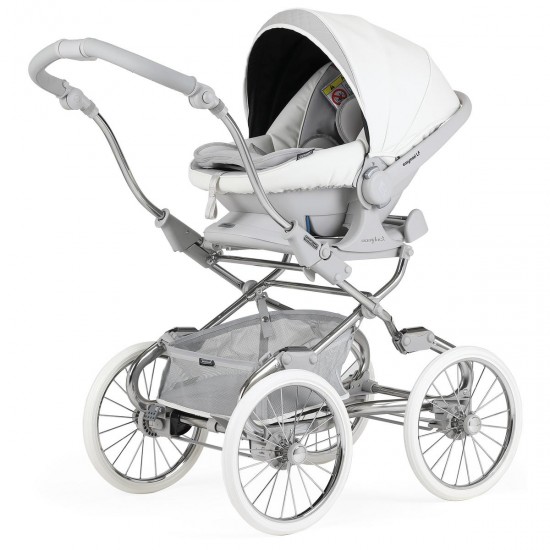 Bebecar Stylo Class+ Special Pram + Lie Flat Car Seat Travel System, Raincover & FREE Bag, Clouds