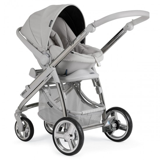 Bebecar Ip-Op Classic XL Trio 3 in 1 Travel System + Lie Flat Car Seat, Raincover & FREE Bag, Polished Pebble
