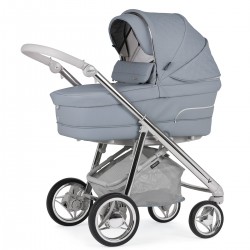 Bebecar V-Pack Complete Travel System + Lie Flat Car Seat, Raincover, LA3 Kit & FREE Footmuff, Smokey Blue