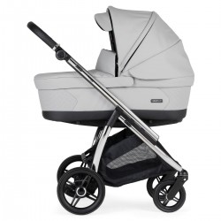 Bebecar Flowy Trio 3 in 1 Travel System + Raincover, FREE Bag & Footmuff, Light Grey / Chrome