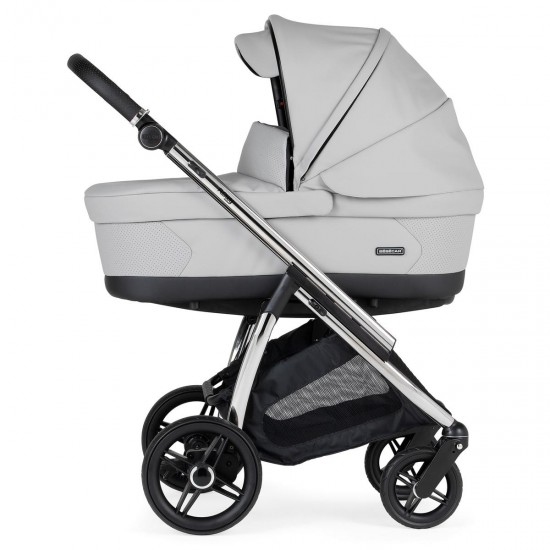 Bebecar Flowy Trio 3 in 1 Travel System + Raincover, FREE Bag & Footmuff, Light Grey / Chrome