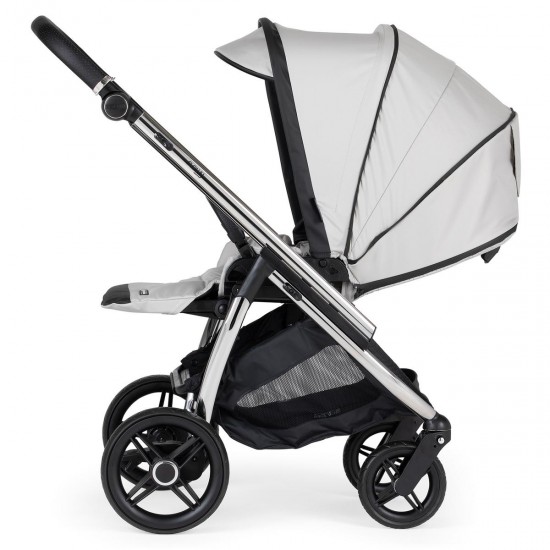 Bebecar Flowy Trio 3 in 1 Travel System + Raincover, FREE Bag & Footmuff, Light Grey / Chrome