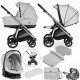 Bebecar Flowy Trio 3 in 1 Travel System + Raincover, FREE Bag & Footmuff, Light Grey / Chrome