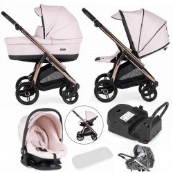 Bebecar Flowy Trio 3 in 1 Travel System + Raincover & FREE Isofix Base, Pink / Rose