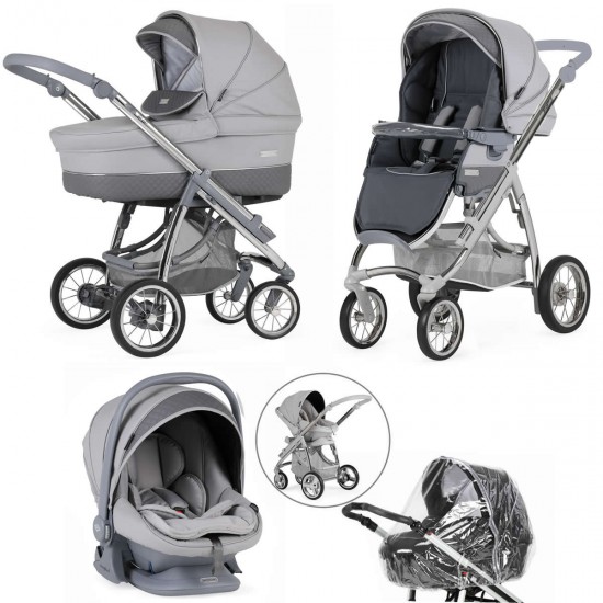 Bebecar Ip-Op Classic XL Trio 3 in 1 Travel System + Lie Flat Car Seat, Pewter Bebecar Ip-Op Classic XL Trio 3 in 1 Travel System + Lie Flat Car Seat, Pewter