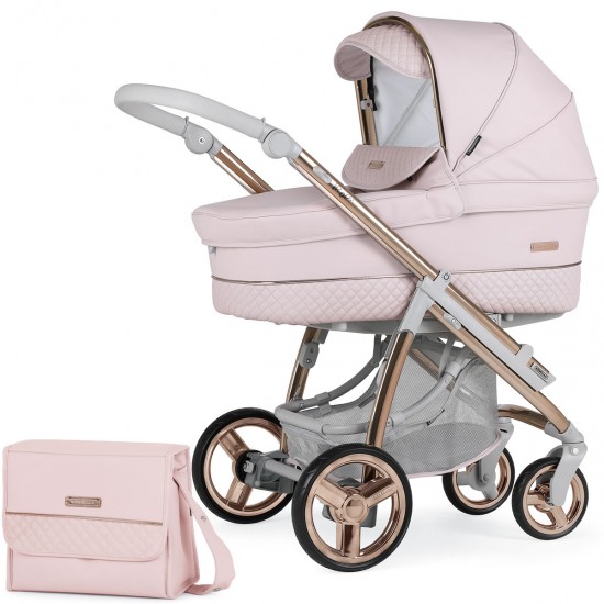 Bebecar Ip-Op Classic XL Duo 2 in 1 Pram + Raincover & FREE Bag, Rose Blush