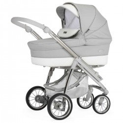 Bebecar Ip-Op Classic XL Duo 2 in 1 Pram + Raincover & FREE Bag, Silver Grey