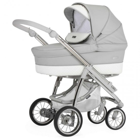 Bebecar Ip-Op Classic XL Trio 3 in 1 Travel System + Lie Flat Car Seat, Raincover & FREE Bag, Silver Grey