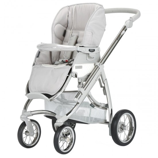 Bebecar Ip-Op Classic XL Trio 3 in 1 Travel System + Lie Flat Car Seat, Raincover & FREE Bag, Silver Grey