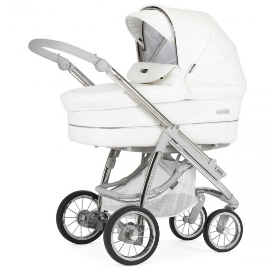 Bebecar Ip-Op Classic XL Duo 2 in 1 Pram + Raincover, White Delight Bebecar Ip-Op Classic XL Duo 2 in 1 Pram + Raincover, White Delight