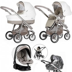Bebecar Ip-Op Classic XL Trio 3 in 1 Travel System + Lie Flat Car Seat, Iced Mocha