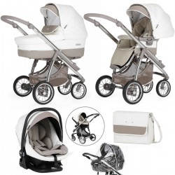 Bebecar Ip-Op Classic XL Trio 3 in 1 Travel System + Lie Flat Car Seat & FREE Bag, Iced Mocha