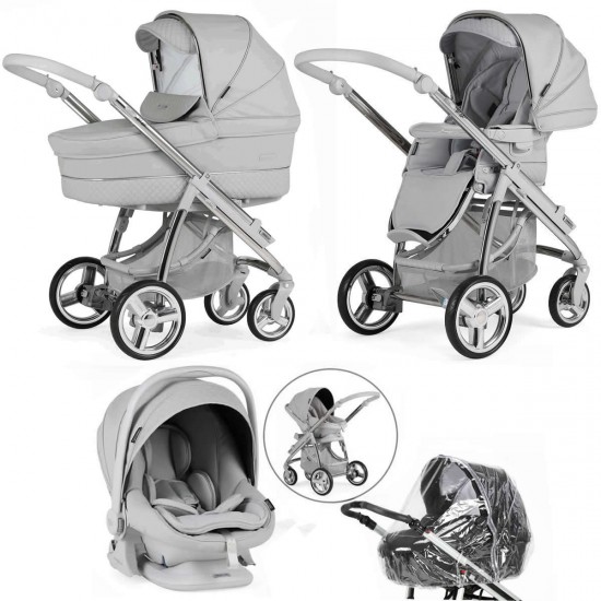 Bebecar Ip-Op Classic XL Trio 3 in 1 Travel System + Lie Flat Car Seat, Polished Pebble Bebecar Ip-Op Classic XL Trio 3 in 1 Travel System + Lie Flat Car Seat, Polished Pebble