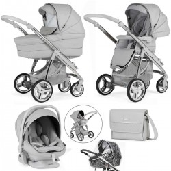 Bebecar Ip-Op Classic XL Trio 3 in 1 Travel System + Lie Flat Car Seat & FREE Bag, Polished Pebble