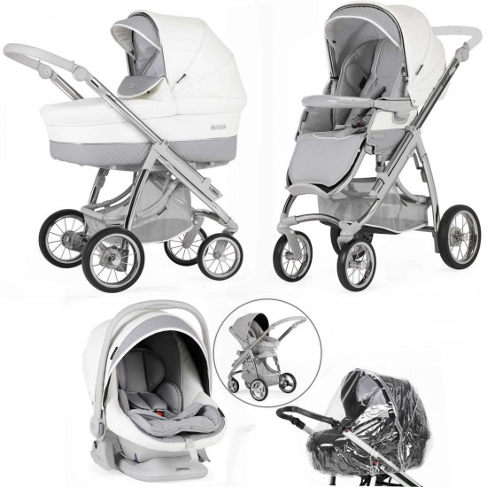 Bebecar Ip-Op Classic XL Trio 3 in 1 Travel System + Lie Flat Car Seat, Dove Grey Bebecar Ip-Op Classic XL Trio 3 in 1 Travel System + Lie Flat Car Seat, Dove Grey