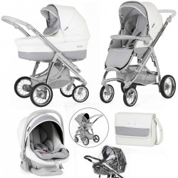 Bebecar Ip-Op Classic XL Trio 3 in 1 Travel System + Lie Flat Car Seat & FREE Bag, Dove Grey