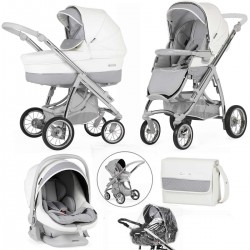 Bebecar Ip-Op Classic XL Trio 3 in 1 Travel System + Lie Flat Car Seat, Raincover & FREE Bag, Dove Grey