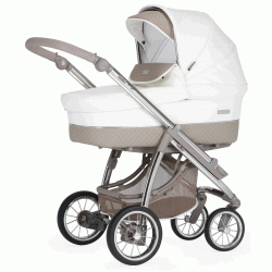 Bebecar Ip-Op Classic XL Trio 3 in 1 Travel System + Lie Flat Car Seat, Raincover & FREE Isofix Base, Iced Mocha